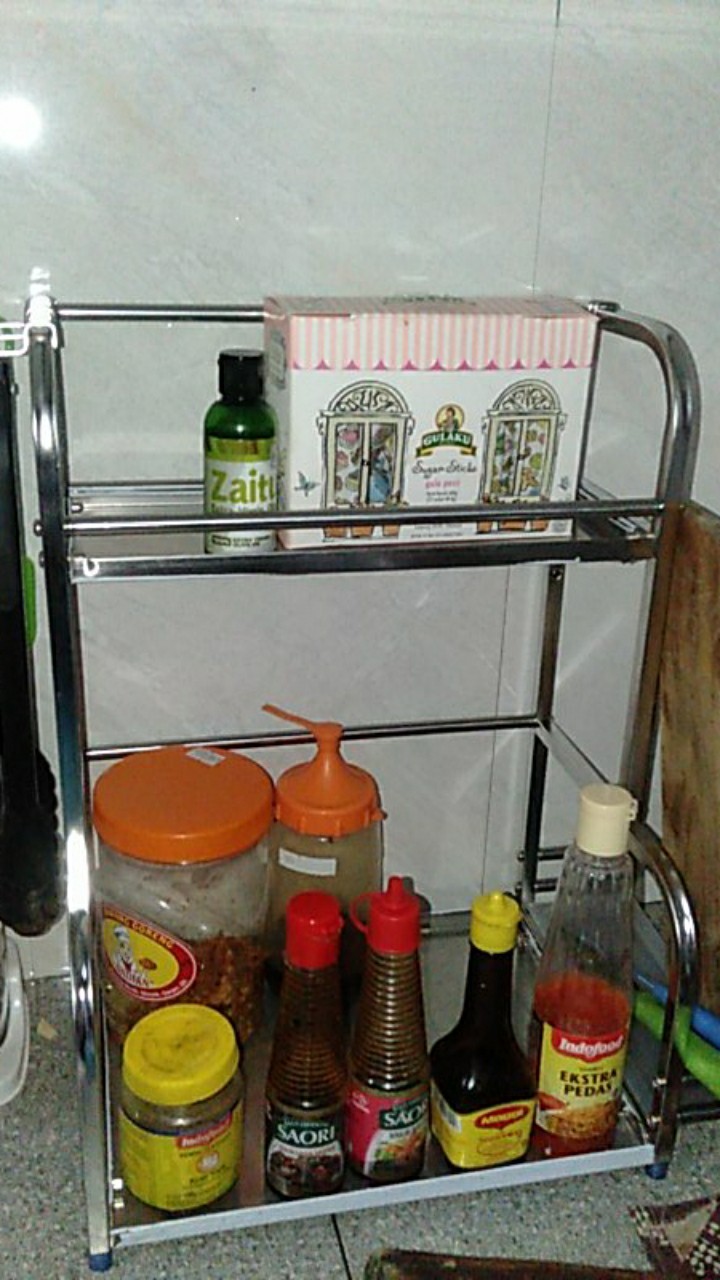 Rak Bumbu Dapur 3 Susun Tingkat Serbaguna Tempat Peralatan Masak Pisau Talenan Dapur Bahan Stainless