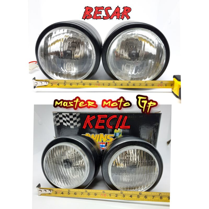 reflektor refector reflector Refektor double model harley bholam H4 batok headlamp owen Caferacer double lampu depan