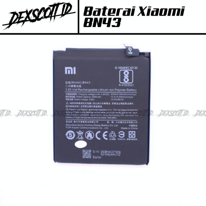 Baterai XiaoMi Redmi Note 4 Mediatek 4X BN43 Original Oem Batre HP