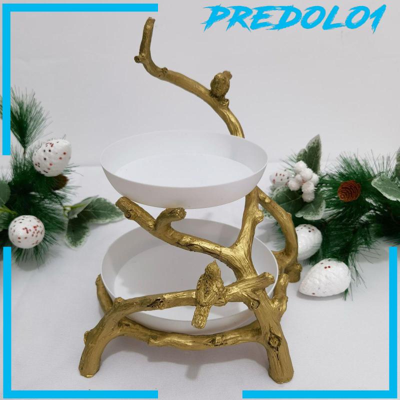 [PREDOLO1] Two-Tiered Snack Tray Key Bracelet &amp; Rings Storage Cake Dessert Plates Holder