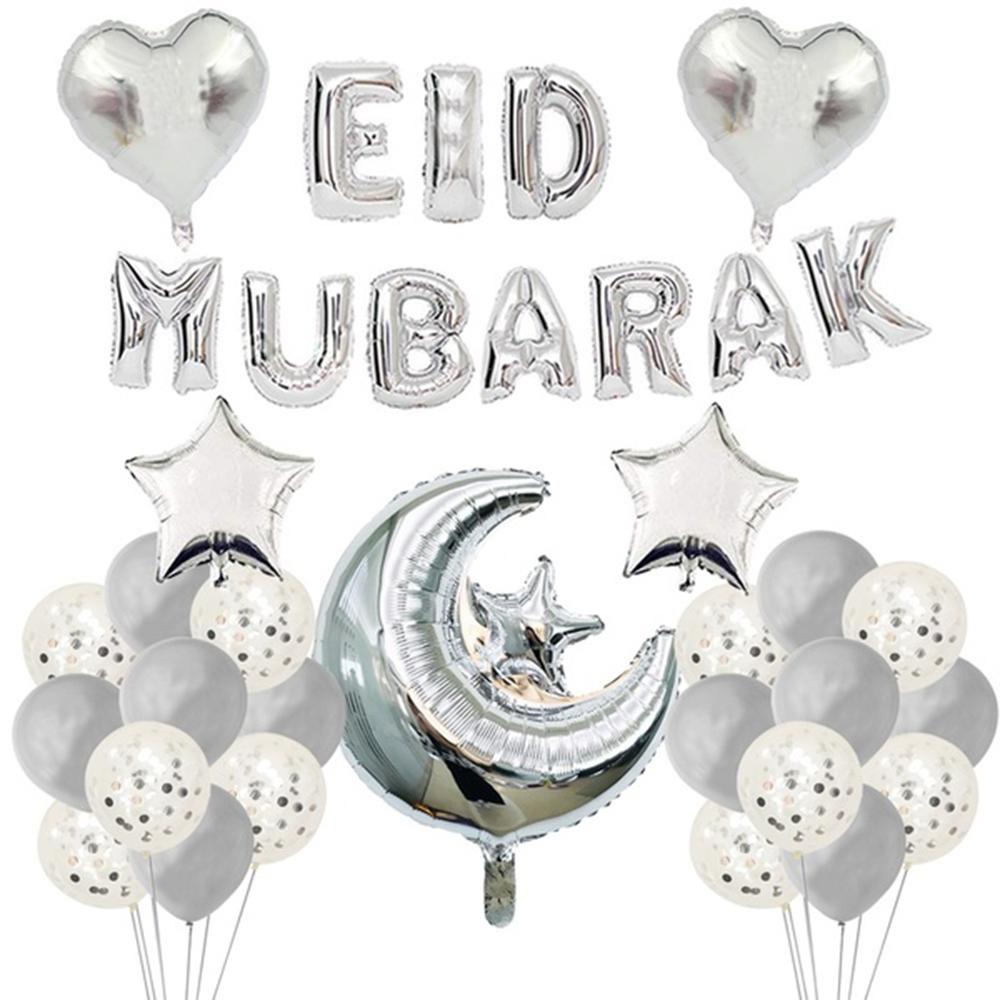 Balon SOLIGHTER Eid Mubarak Bulan Latex &amp; Foil Hadiah Anniversary Acara Pesta Dekor