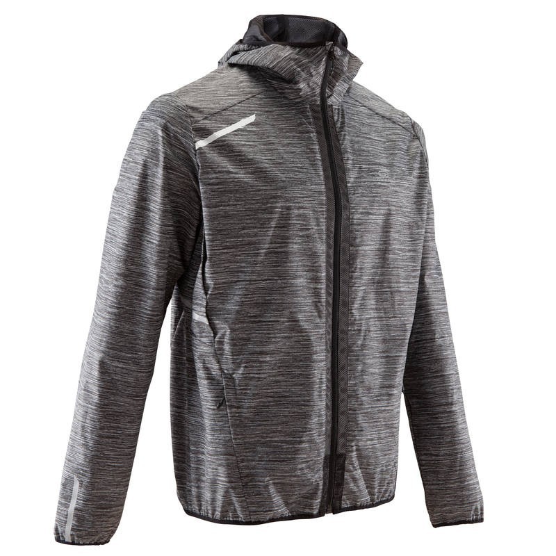 Jaket jogging hujan hoodie jaket hujan pria run rain jacket grey
