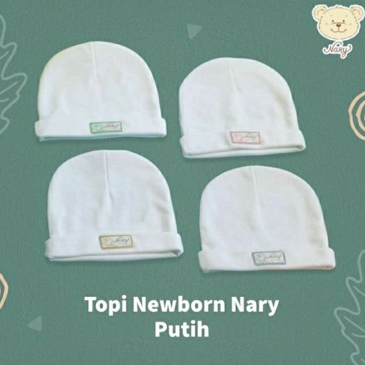 Nary Topi Bulat Polos Warna / Putih