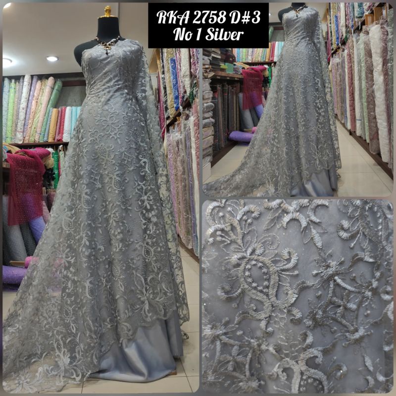 Kain Tile Brokat Motif Akar Sapto RKA 2758 D#3 No 1 Silver.