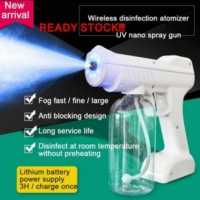 NANO SPRAY GUN DISINFEKTAN WIRELESS PROTABLE 800ML UV