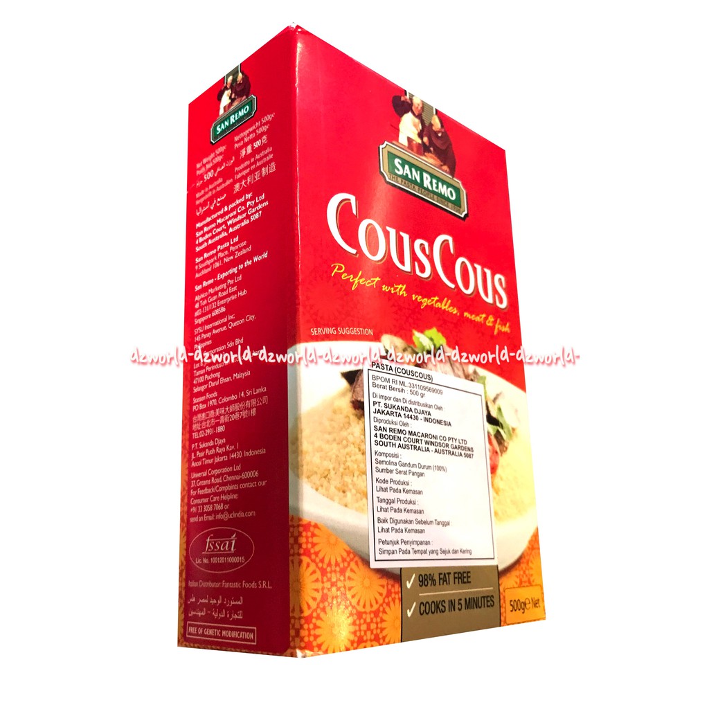 San Remo Cous Cous 500gr Pasta Bentuk Butiran Kecil Sanremo Couscous