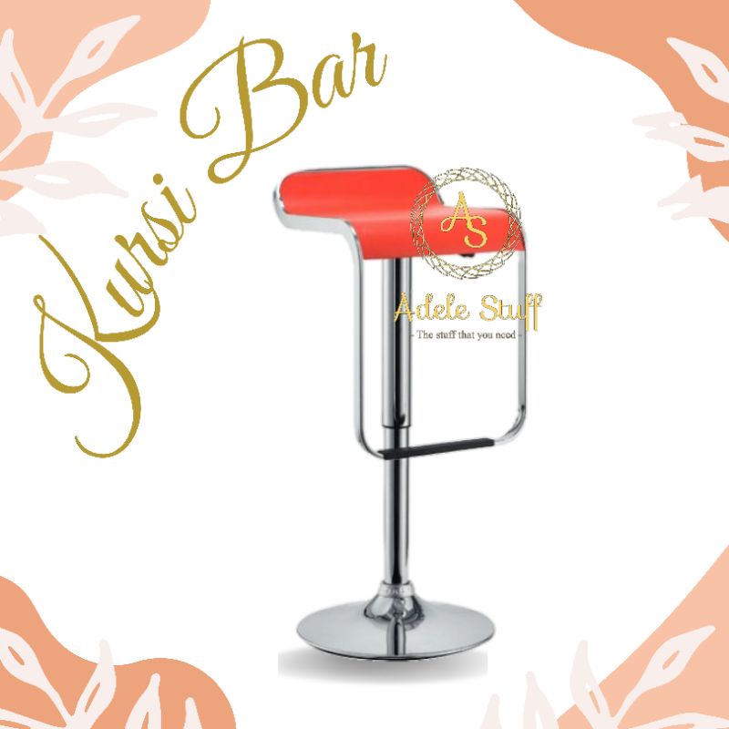 Kursi Bar Hidrolis IMPORT / Kursi Cafe / BarStool kotak-Merah