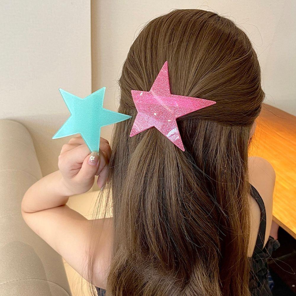 NEEDWAY Klip Rambut Bintang Temperamen Kreatif Memakai Rambut Musim Semi Klip Sisi Klip Gadis Hiasan Kepala Gaya Korea Rambut Memakai