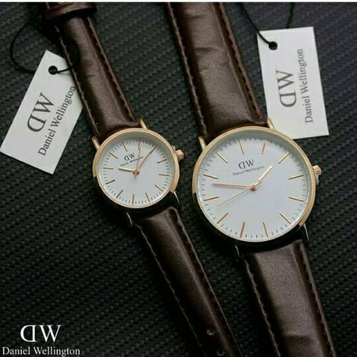 Sale jam tangan couple dw kulit / jtr 700 coklat Kekinian