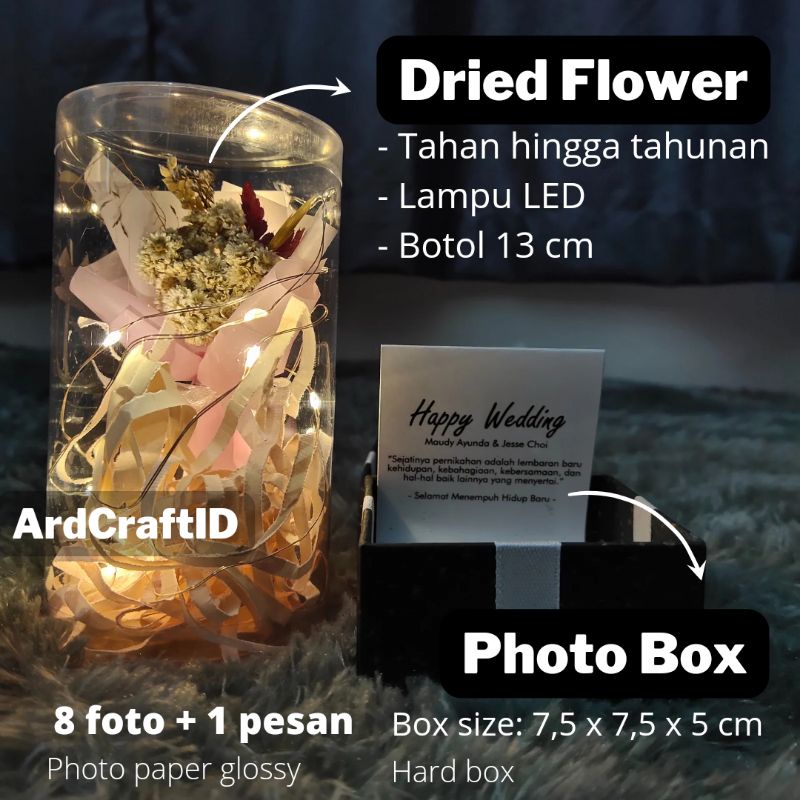 Kado Flower in Bottle and Photo Box