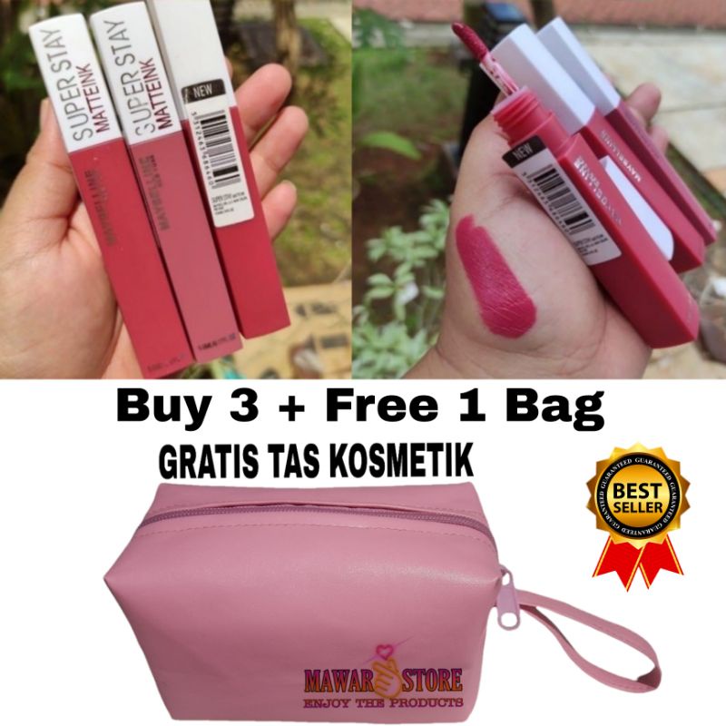 ( Buy 3 Free Bag) Lipstick Maybelline Lip Cream Super Stay Matte