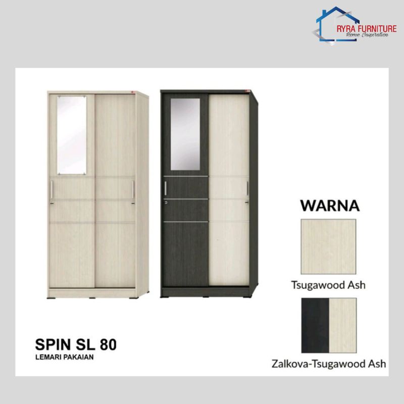 LEMARI SLIDING LEMARI 2 PINTU LEMARI MURAH LEMARI MINIMALIS -  SPIN SL 80 - ACTIV