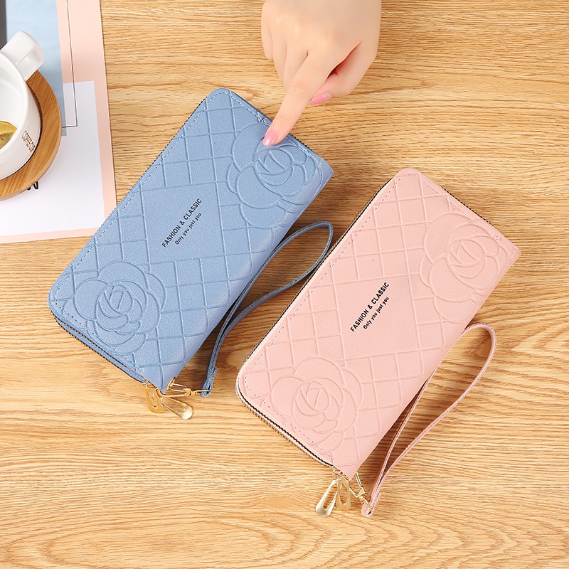 Dompet Panjang Wanita Zipper Dompet Clutch  Resleting Women Wallet Fashion Korea Style Kulit PU Azgalery D57