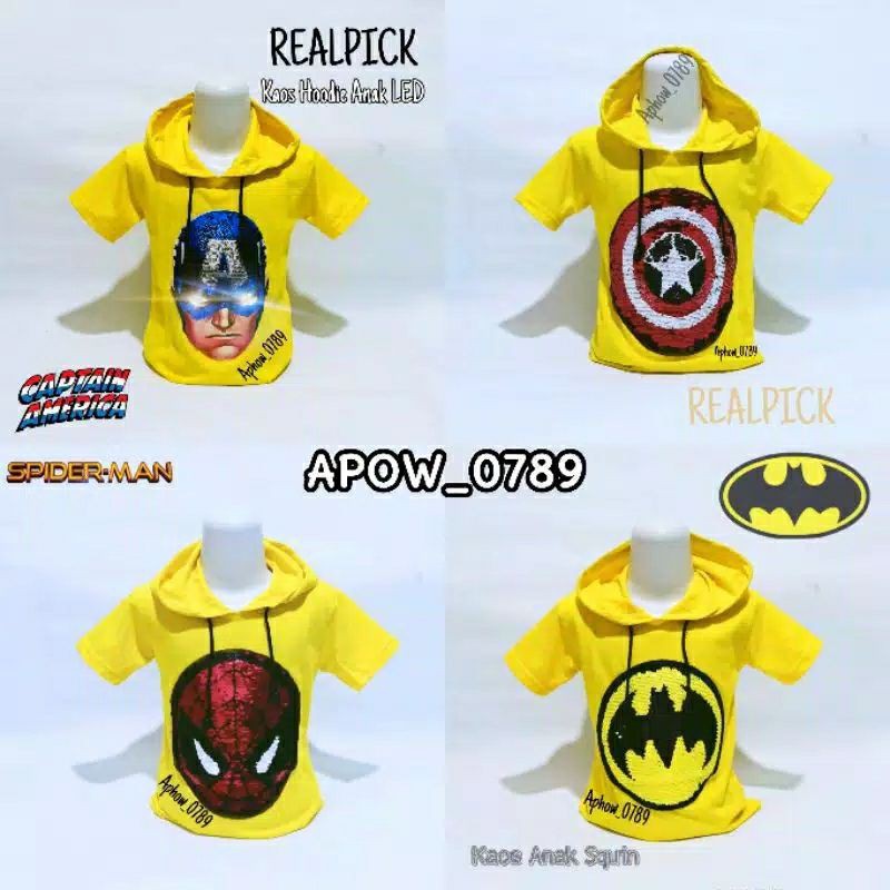 KAOS ANAK HOODIE MOTIF AVENGER SUPERHERO - REALPICK