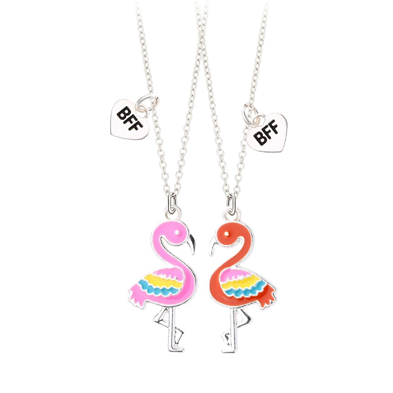 1 Pasang Kalung Dengan Liontin Flamingo Magnetik Untuk Pria Dan Wanita