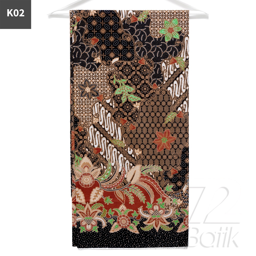 KAIN BATIK PREMIUM Bahan Katun Motif Sekar Jagad Warna Hitam 721583 Cap 72 Jarik Jarit Samping Kebat Panjang Batik Katun Modern Premium Bahan Seragam Batik Pernikahan Kantor Keluarga Murah Kamen Jadi Batik Bali Lembaran