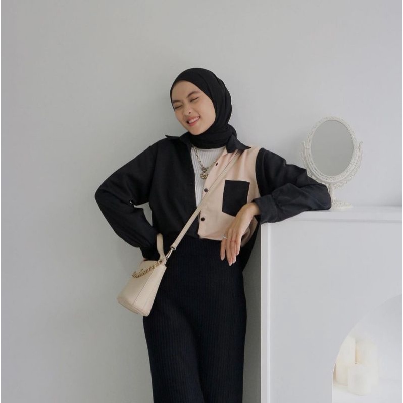 Kemeja Wanita Polos Two Tone || Blouse Two Tone