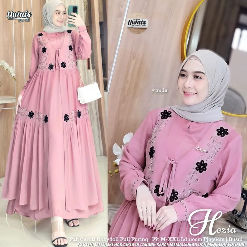 HEZIA 𝐁𝐢𝐬𝐚 𝐂𝐎𝐃 SUPER JUMBO L_XL_XXL_XXXL Gamis CERUTY bordil ORY-03