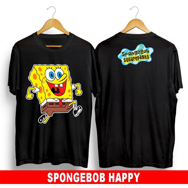baju kaos distro terbaru kekinian pria wanita dewasa anak kartun anime Spongebob happy lucu keren