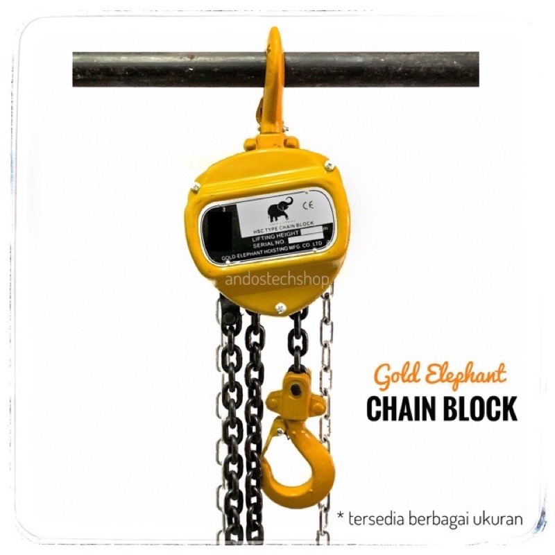 Katrol Chain Block 1 1/2 Ton x 10 Meter Golden Elephant . Takel 1,5T x 10M . Derek 1,5Tx5M