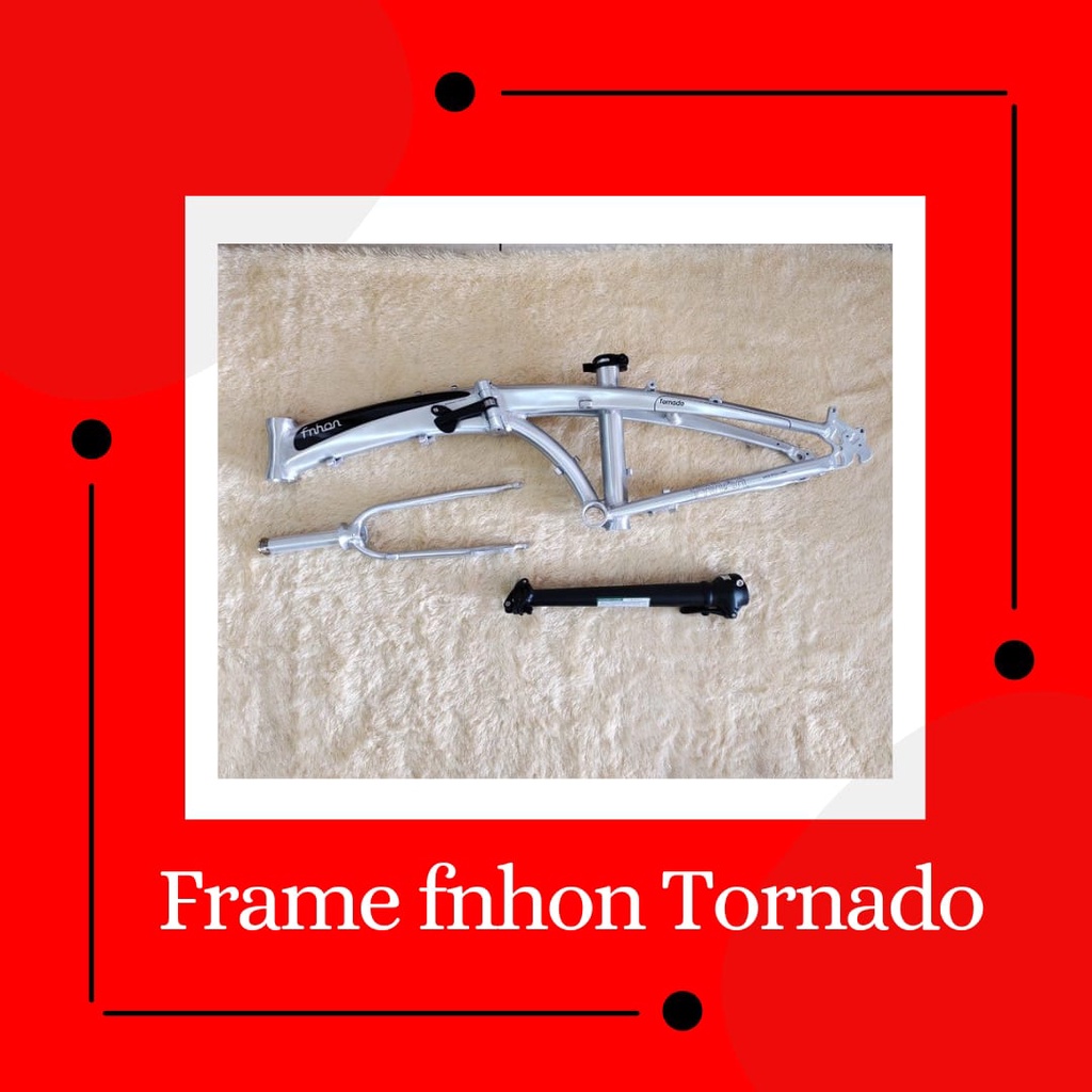 Frameset Fnhon Tornado Hitam Silver 20 22 inch