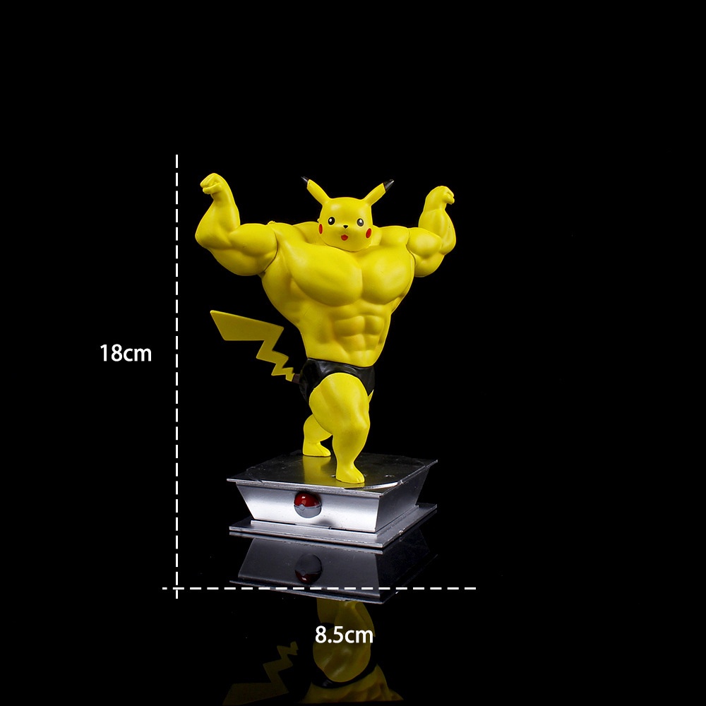 Mainan Action Figure Pokmon Gk Muscle Pikachu Bahan PVC Ukuran 18cm Untuk Hadiah Anak