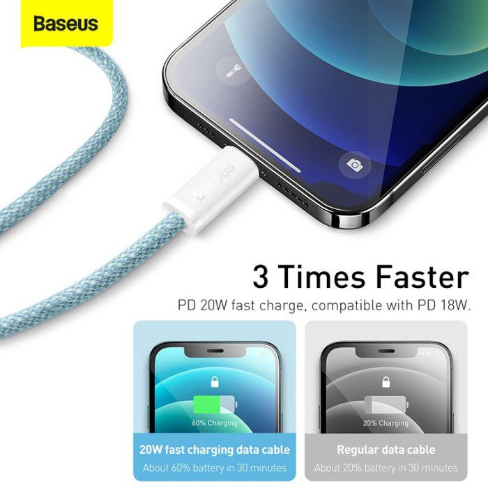 Baseus Dynamic Series Type C to Lightning Nylon 20W - Quick Charging PD Cable Data