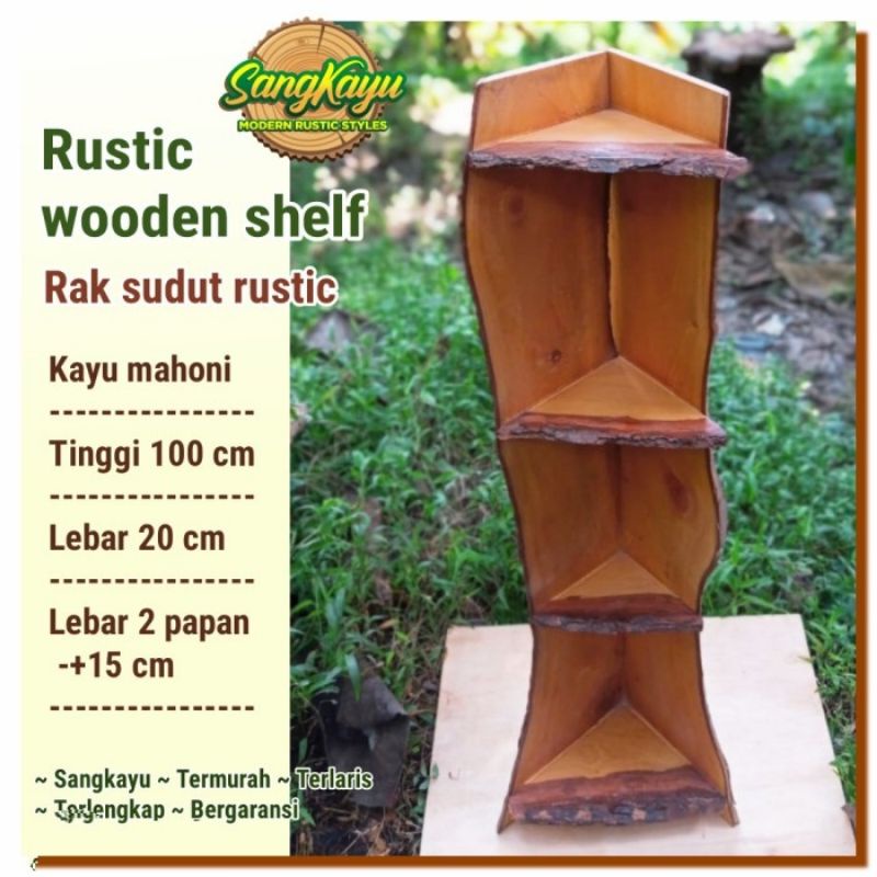 Rak sudut rustic Rak dinding sudut kayu Rak susun minimalis Wooden