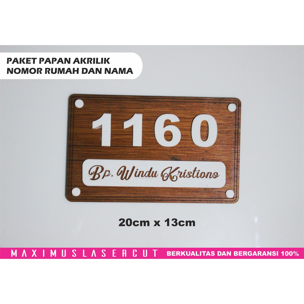 PAKET NOMOR RUMAH CUSTOM ACRYLIC KOMBINASI KAYU / MURAH BERKUALITAS / AKRILIK UNIK LASER CUTTING