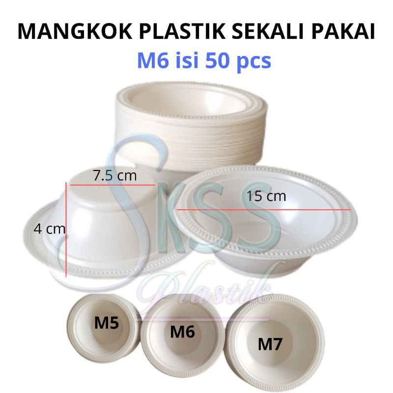 Mangkok Plastik Bakso Sekali Pakai l Mangkuk Plastik Sedang M6 isi 50 Pcs