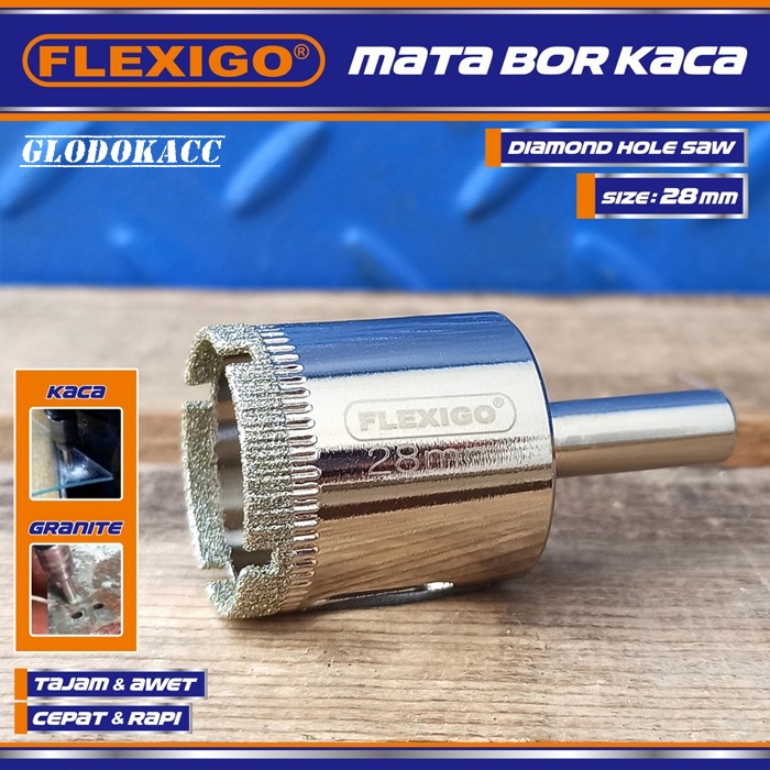 Mata Bor Kaca &amp; Granite uk. 28 mm Original Flexigo Diamond Hole Saw