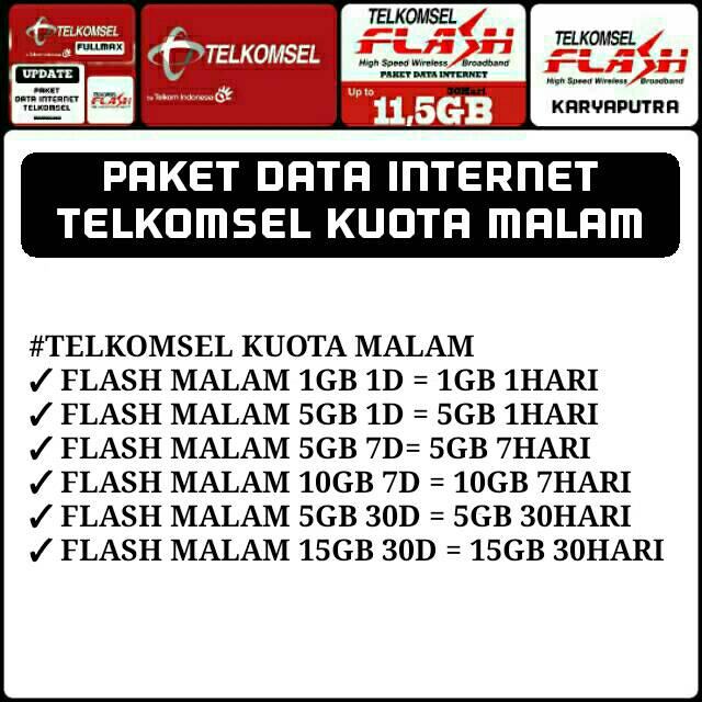 Telkomsel Kuota Malam 1gb 2gb 3gb 5gb 10gb 15gb Isi Ulang Paket Kuota Malam Telkomsel Shopee Indonesia