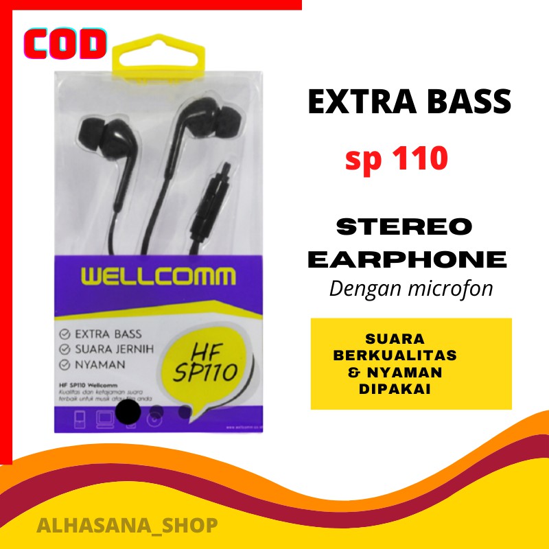 HEDSET WELLCOMM SUPER BASS STEREO EARPHONE STEREO HEADSET WELCOME SP110 HEDSET WELLCOMM SUPER BASS