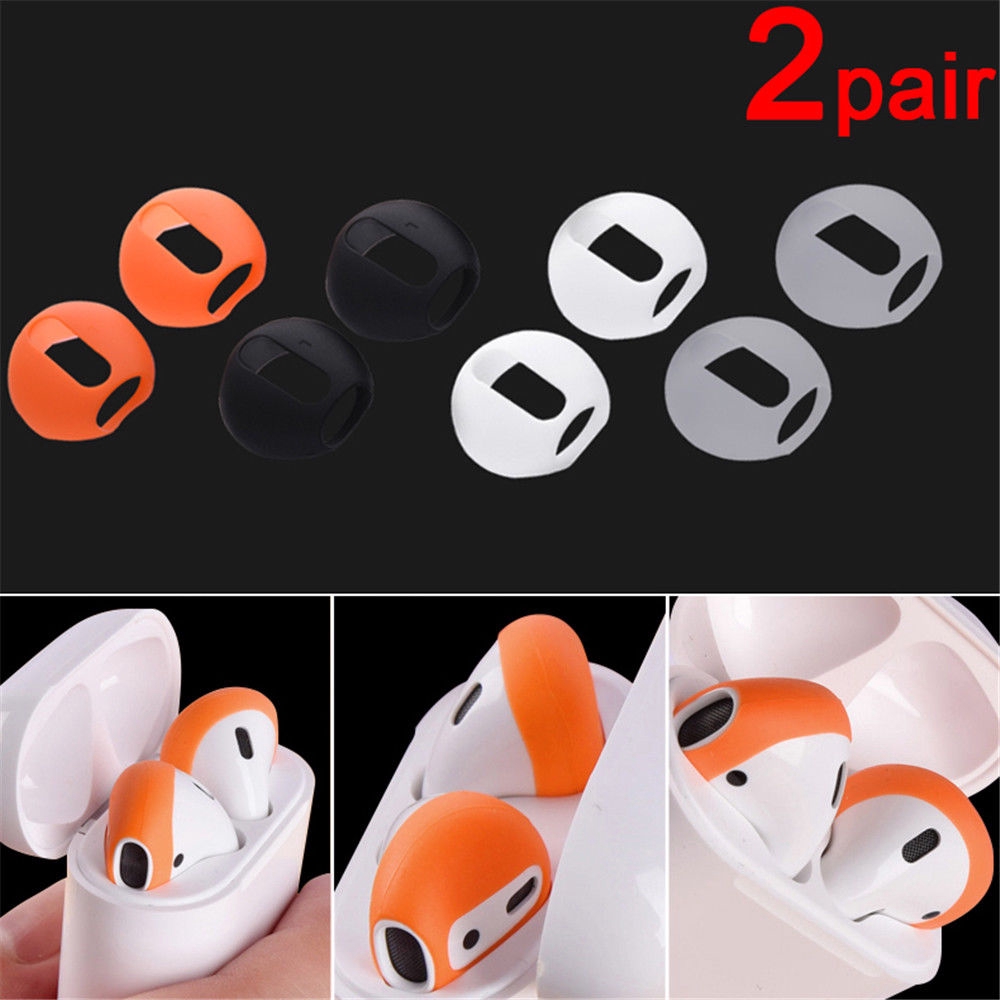 2 Pasang Case Cover Earplug Earphone Bluetooth Bahan Silikon Untuk Iphone