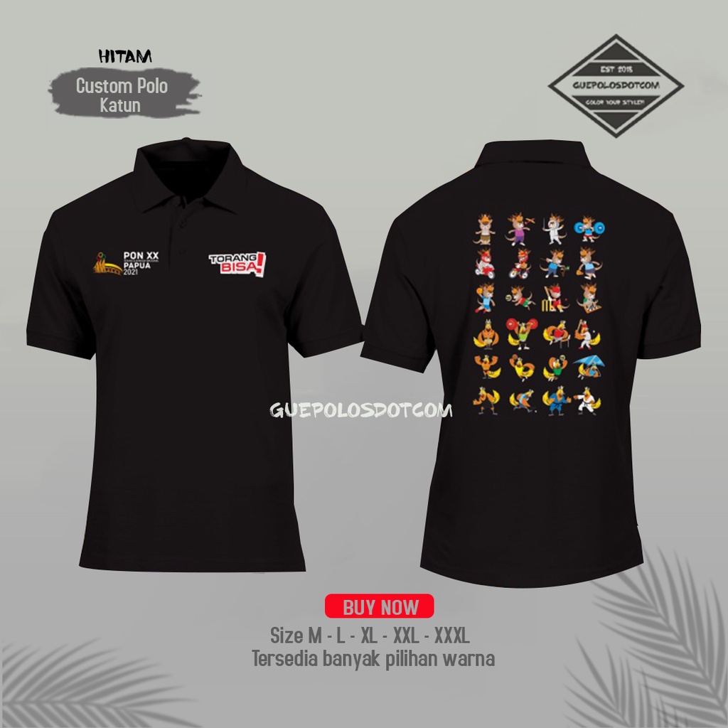 BAJU - KAOS KERAH POLO SHIRT PON PAPUA XX TORANG BISA MASKOT CABANG OLAHRAGA - TSHIRT MASKOT PON PAP