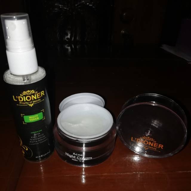 PAKET UNTUK KULIT BERJERAWAT BEAUTY TONER & NIGHT CREM L'DIONER