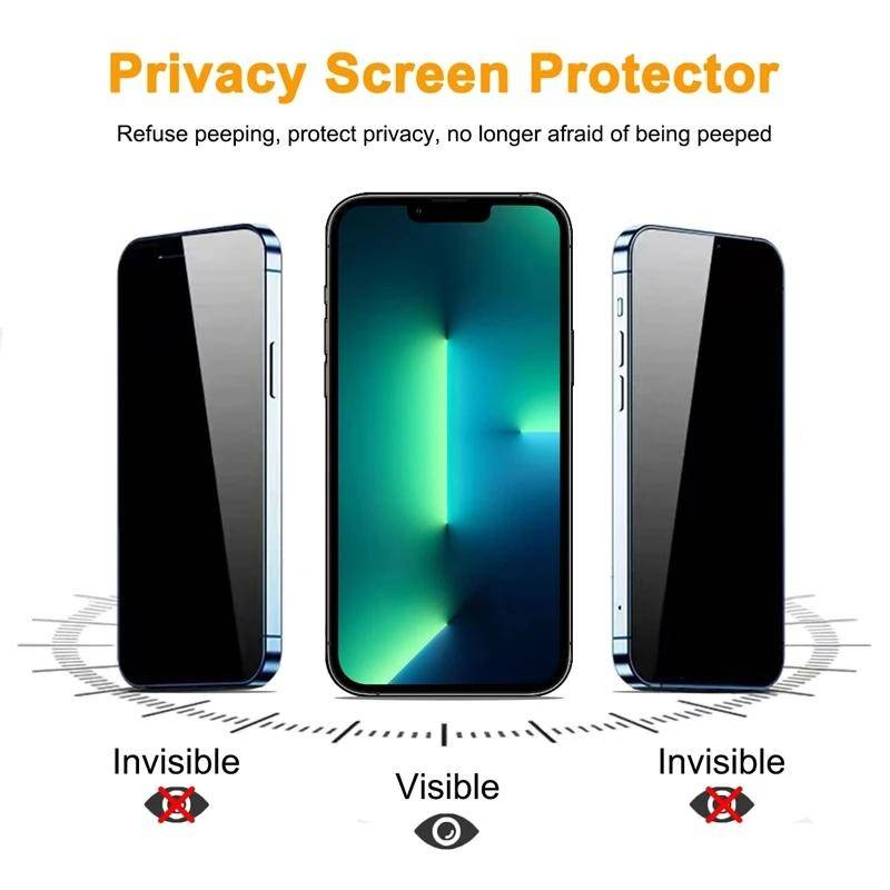 Pelindung Layar Tempered Glass Anti Spy Untuk IPhone X XS Max XR SE 2022 2020 7 8 6 6s Plus 13 12 11 Mini Pro Max