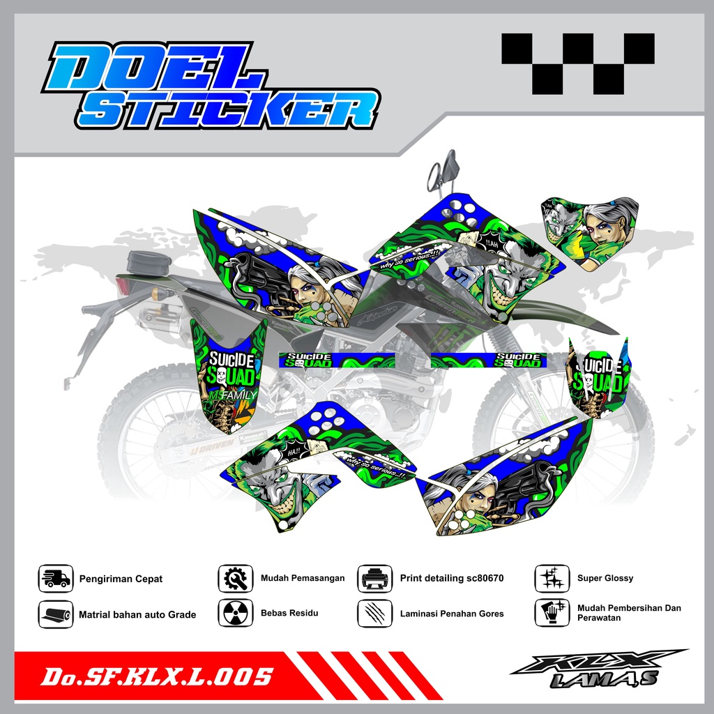 Sticker Striping Honda KLX L , S Lama List Variasi Hologram , Crome Doel 005