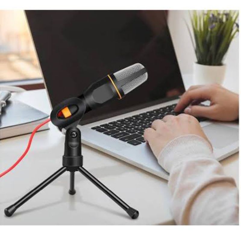MICROPHONE MIKROFON MIC CONDENSER 3.5MM JACK WITH STAND MIK RECORDING PODCAST LAPTOP PC SF-666