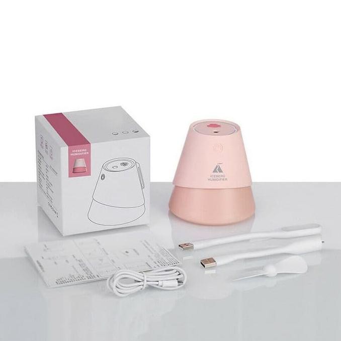 PROMO ICEBERG AIR HUMIDIFIER USB MINI FAN COOL MIST LED LIGHT PELEMBAB UDARA TERLARIS