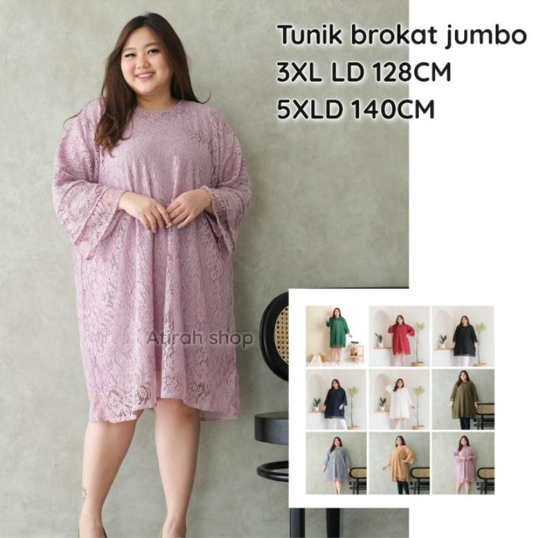 Tunik Brokat Jumbo Ld 130Cm Ld 140Cm