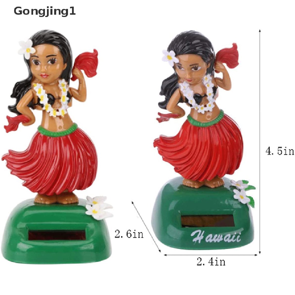 Gongjing1 Mainan Boneka Perempuan Hawaii Hula Menari Tenaga Surya Untuk Dekorasi Mobil