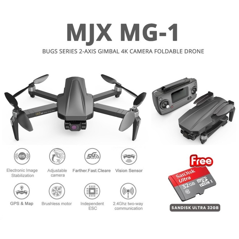 DRONE NEW MJX MG-1 5G WiFi FPV 2-Axis Gimbal 4K EIS HD Camera 25mins