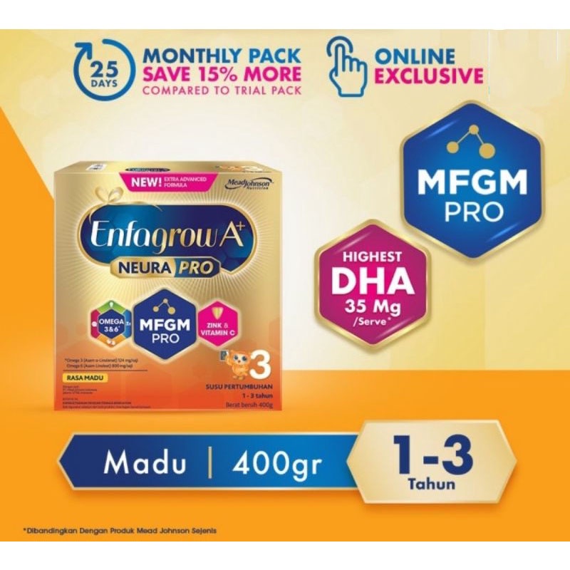 Enfagrow 3 A+ NeuraPro MFGM 400gr / Susu Formula Anak Rasa Vanila