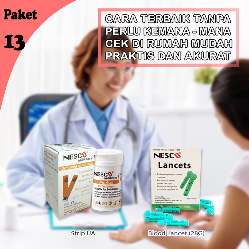 PAKET 13A (STRIP UA ASAM URAT + BLOOD LANCET)