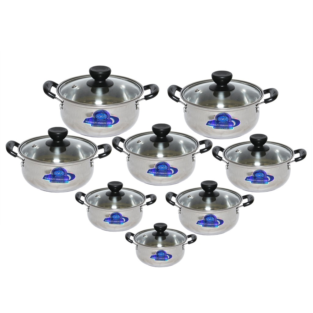 Panci  Nomuri ARC 8 Set Tutup Kaca