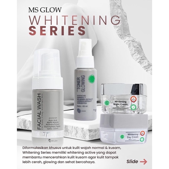 MS Glow Paket Whitening Series/Paket Perawatan Wajah/Skincare Kulit Kusam