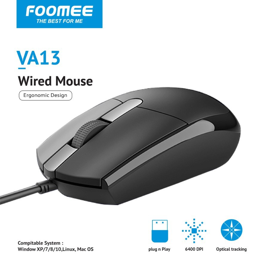 Wired Mouse FOOMEE VA13 Optical Mouse 1200 DPI Kabel 170cm