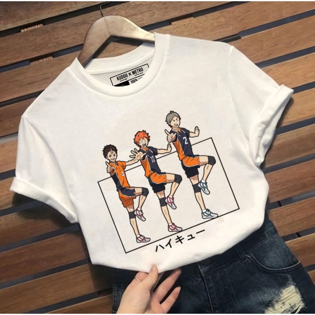 Tshirt Trio Baka Karasuno Anime Manga Haikyuu Premium Unisex