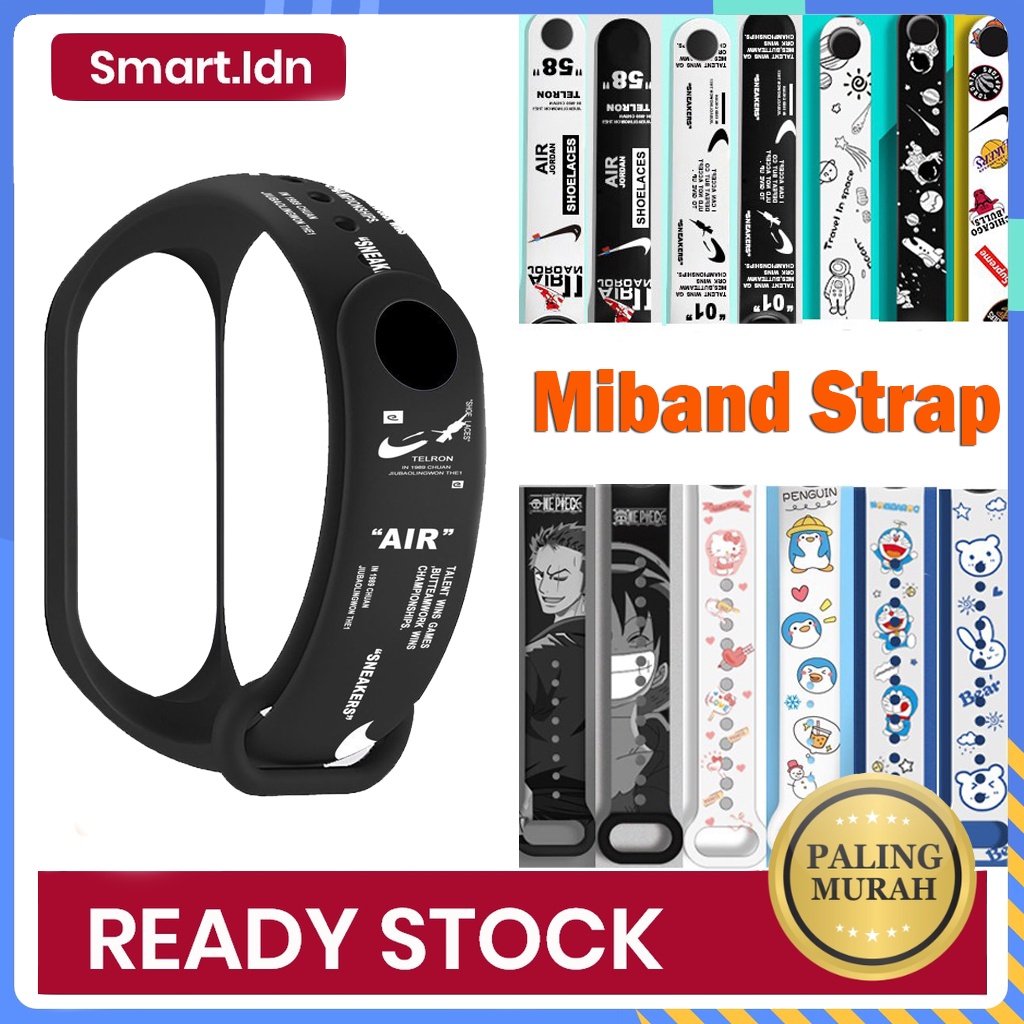 Tali Strap Silikon Motif Unik Custom untuk Xiaomi Mi band 3 4 5 6